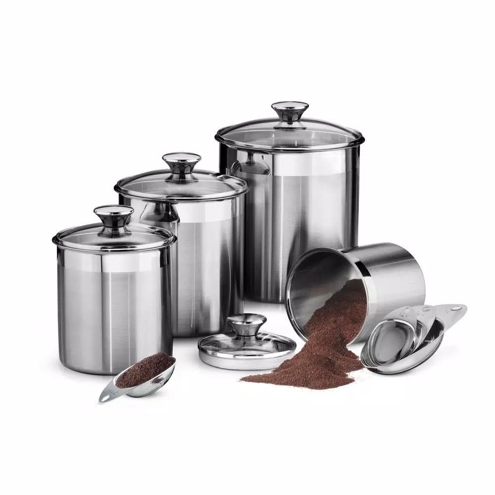 Tramontina Gourmet 8-Piece Stainless Steel Covered Canister and Scoop Set