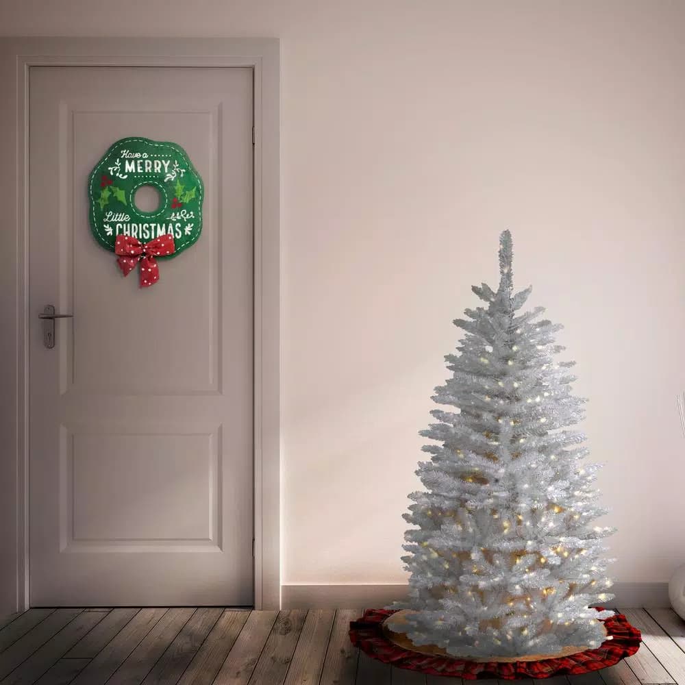 National Tree Company 4.5 ft. Kingswood White Fir Slim Artificial Christmas Tree with 150 Clear Lights