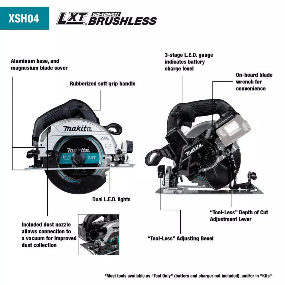Makita 18V LXT Sub-Compact Brushless 6-1/2 in. Cordless Circular Saw (Tool Only)