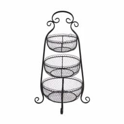 LITTON LANE New Traditional 3-Tier Black Wrought Iron Decorative Basket Tray Stand thumbnail 1