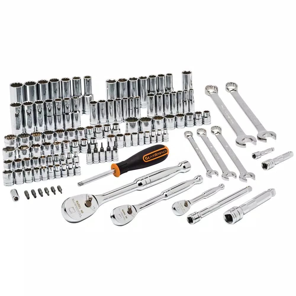 GEARWRENCH 118-Piece Metric and SAE Mechanics Hand Tool Set with 1/4", 3/8", and 1/2" Ratchets