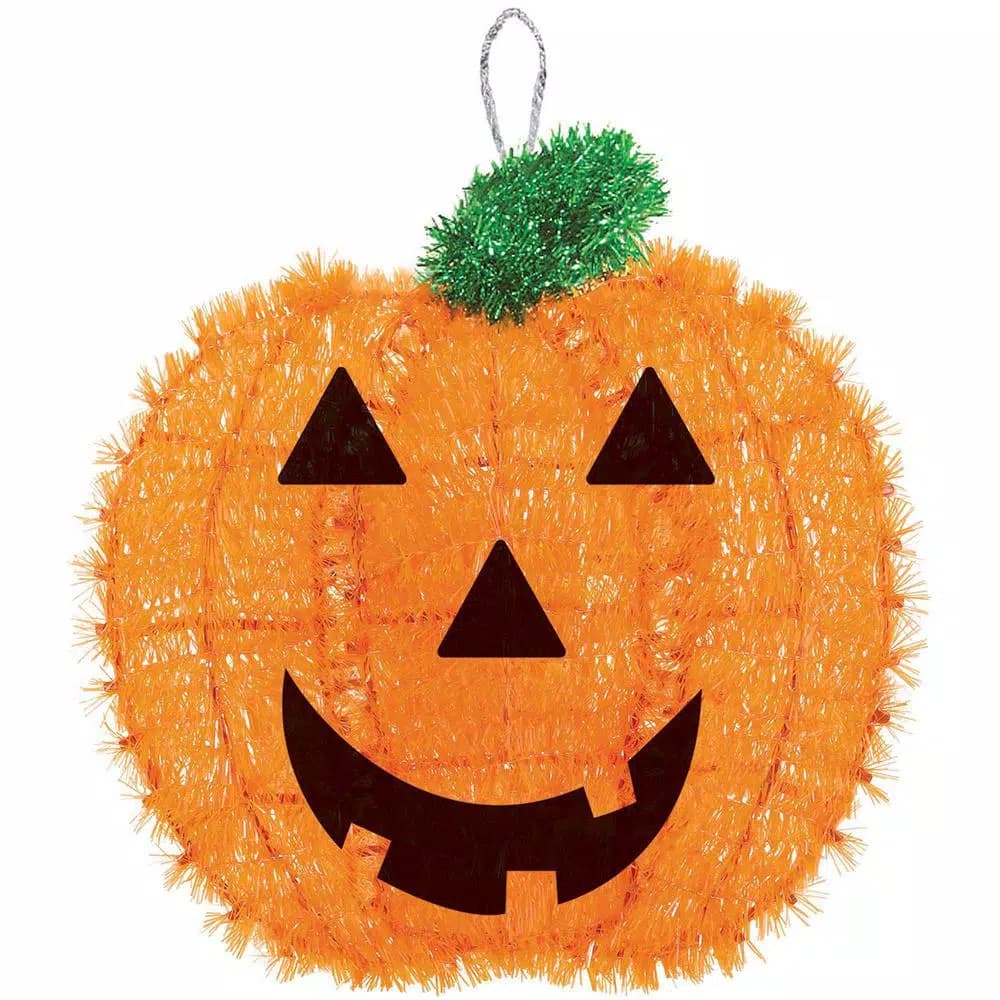 Amscan 13 in. Pumpkin Tinsel Halloween Hanging Decorations (6-Pack)