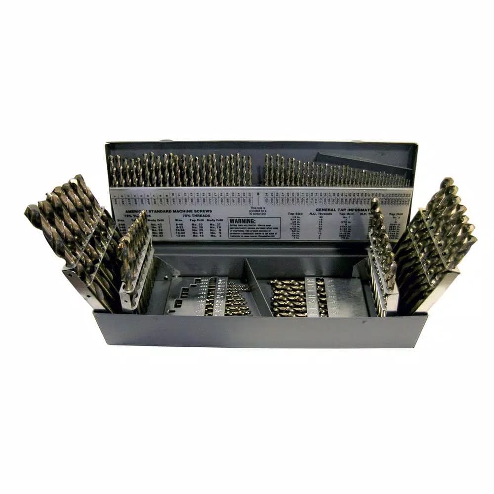 CLE-LINE 1802 Cobalt Steel Drill Bit Set, 115-Piece Fracture, Letter and Wire Size with 135-Degree Split Point