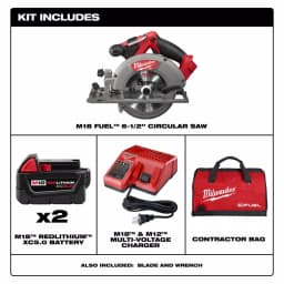 Milwaukee M18 FUEL 6-1/2 in. Brushless Cordless Circular Saw Kit with (2) 5.0 Ah Batteries & Charger thumbnail 2