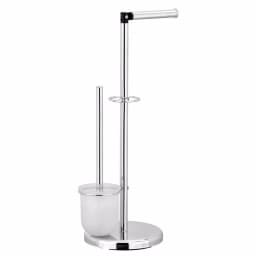 Furinno Urinno Wayar Toilet Paper Holder with Brush Stand, Freestanding Chrome Silver thumbnail 3