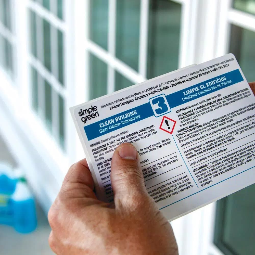 Simple Green Clean Building Glass Cleaner Secondary Labels, Bilingual, 10 Pack