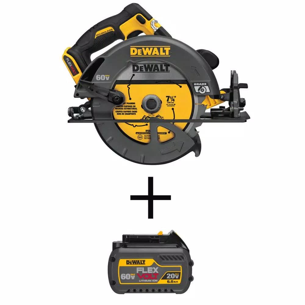 DEWALT FLEXVOLT 60V MAX Brushless 7-1/4 in. Circular Saw with (1) 6.0 Ah Battery