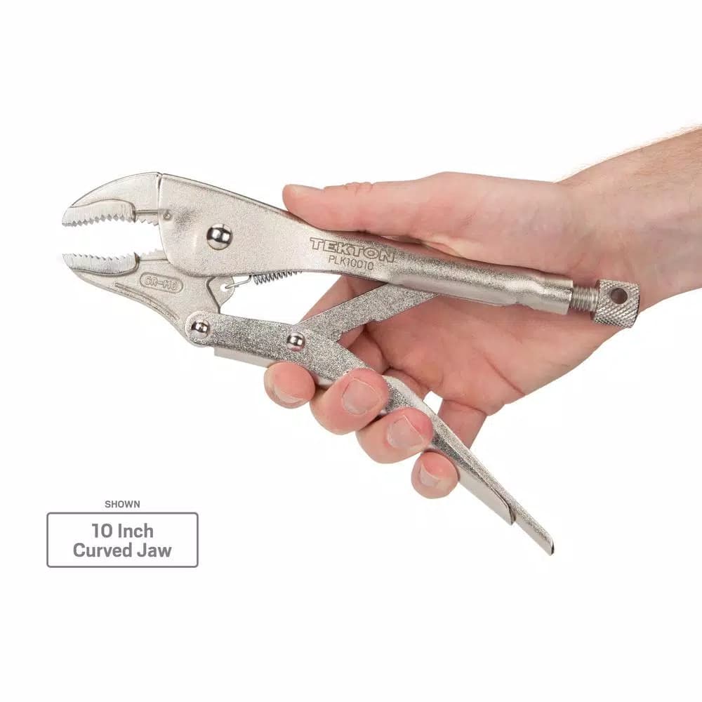 TEKTON 4-Piece Locking Pliers Set - Straight, Curved, and Long Nose Jaws