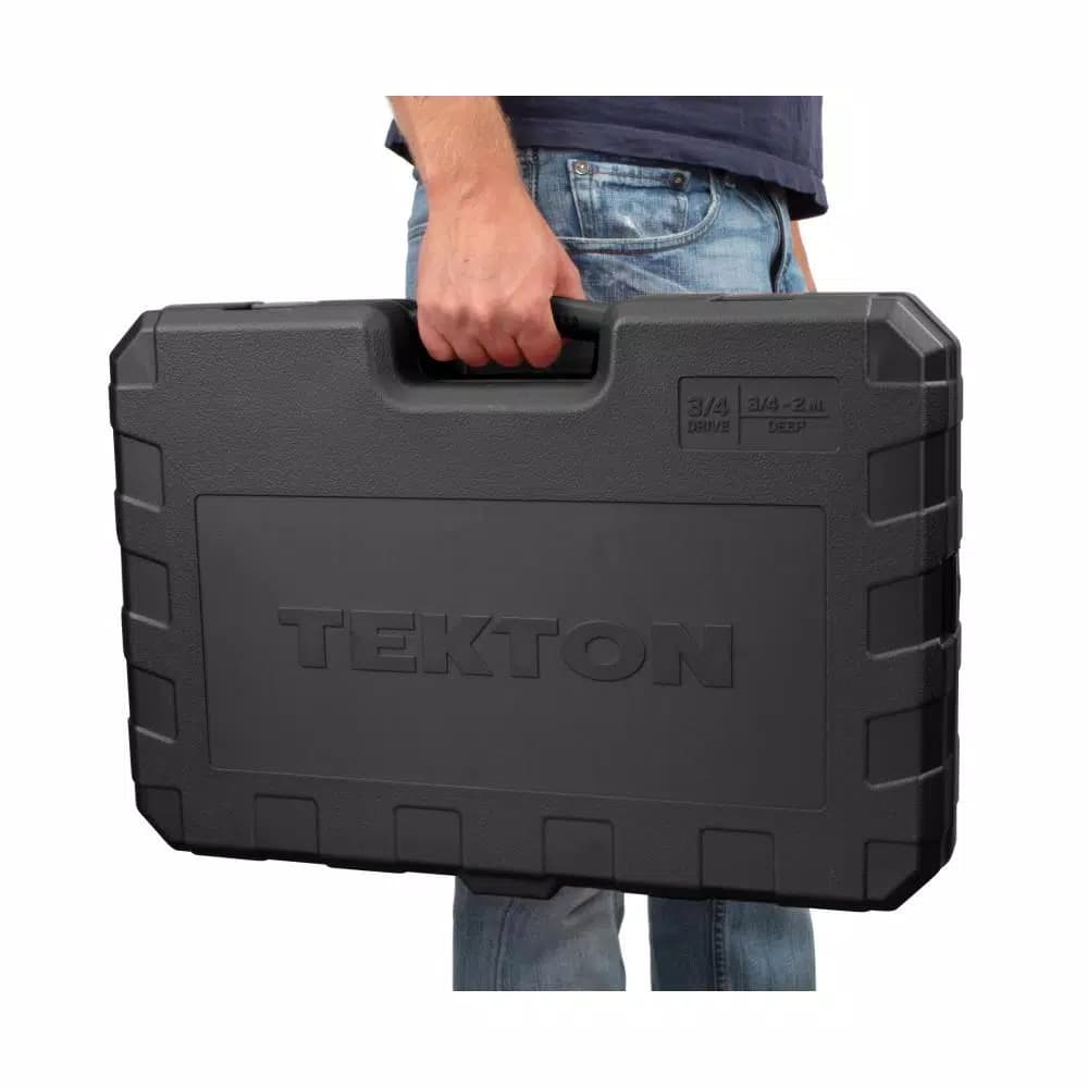 TEKTON 3/4 in. Drive Deep 6-Point Socket and Ratchet Set, 25-Piece SAE