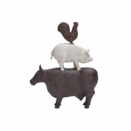 LITTON LANE Polystone Stacked Barnyard Animals Sculpture - Rustic Farmhouse Decor thumbnail 2