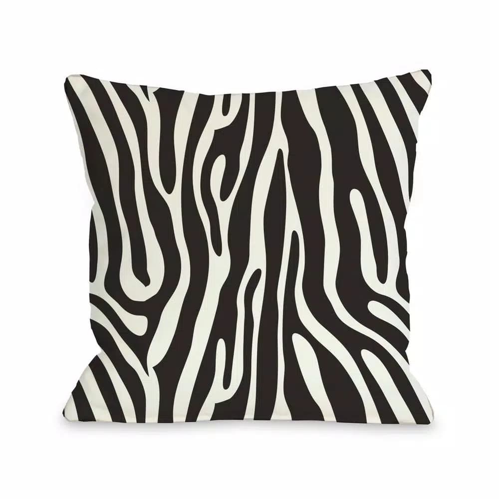 Unbranded One Bella Casa Raffi Zebra Black and White Graphic 16 in. x 16 in. Throw Pillow
