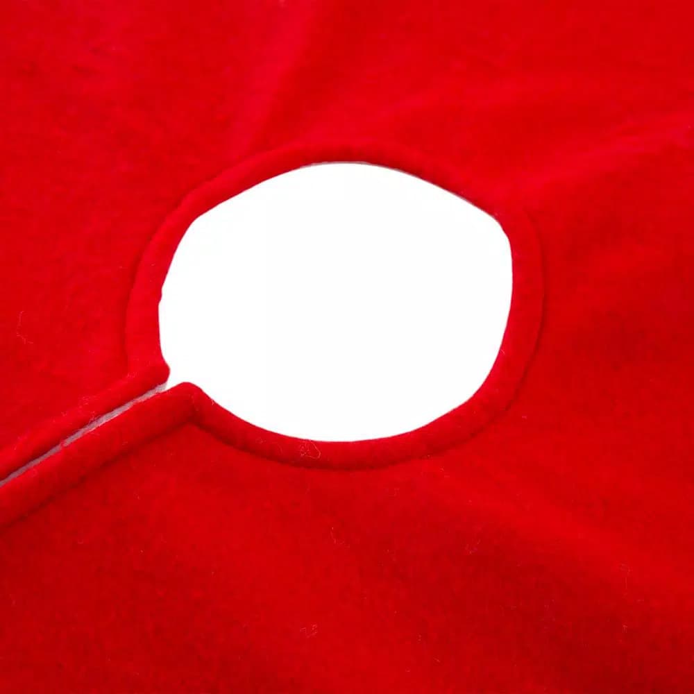 Glitzhome 48 in. Red and White Felt Christmas Tree Skirt