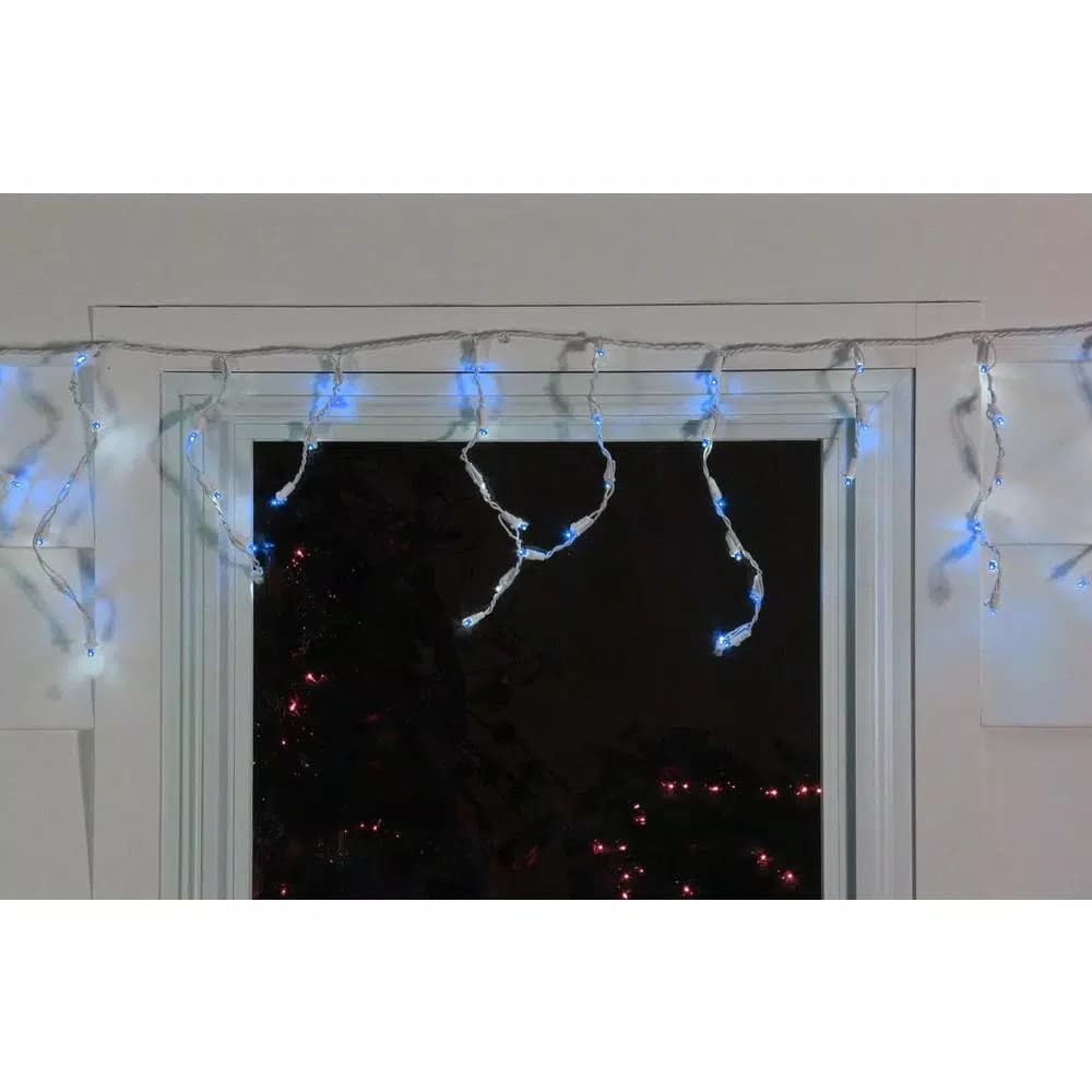 Northlight 6.75 ft. 100-Light Blue LED Wide Angle Icicle Lights, White Wire, Indoor/Outdoor
