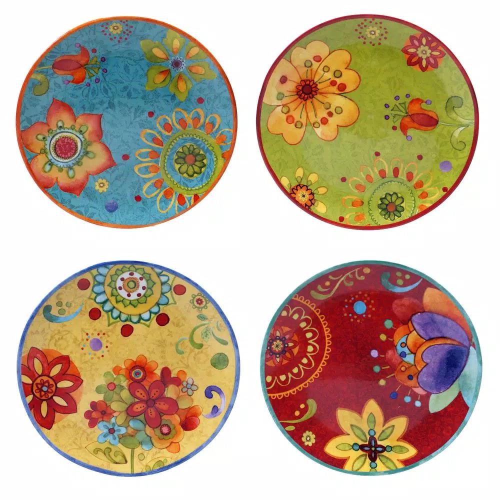 Certified International Tunisian Sunset Salad and Dessert Plate Set, Set of 4