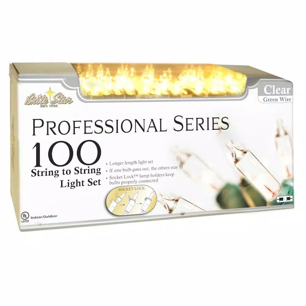Unbranded Brite Star Professional Series 100-Light Clear Mini String Lights with Green Wire (Set of 2)