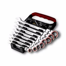 Capri Tools 8-Piece SAE 100-Tooth Flex-Head Ratcheting Combination Wrench Set thumbnail 1