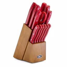 Oster Evansville 14-Piece Stainless Steel Knife Set with Rubberwood Block thumbnail 1