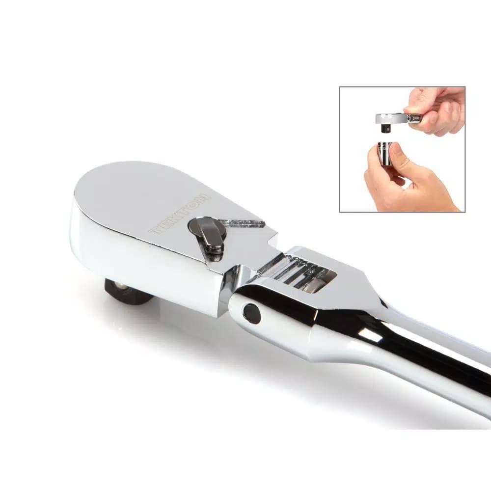 TEKTON 3/8 in. Drive x 12 in. Flex Head Bent Handle Ratchet, 90-Tooth