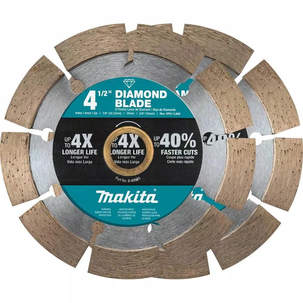 Makita 4.5 in. Segmented Rim Diamond Blade for Masonry, Brick, and Concrete (2-Pack)