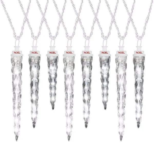 LightShow 48-Light White Shooting Star Icicle LED String Light, 7 ft Outdoor Holiday Decor
