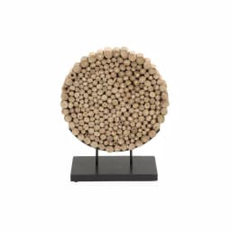 LITTON LANE Round Teak Wood Stump Sculpture - Rustic Organic Table Decor thumbnail 3