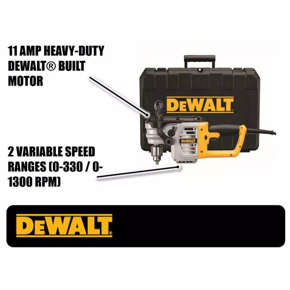 DEWALT DWD460K 1/2 in. 11 Amp Variable Speed Right Angle Stud and Joist Drill Kit
