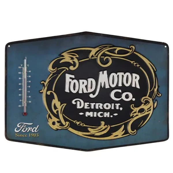 Ford Motor Co. Die-Cut Embossed Tin Thermometer Decorative Metal Sign