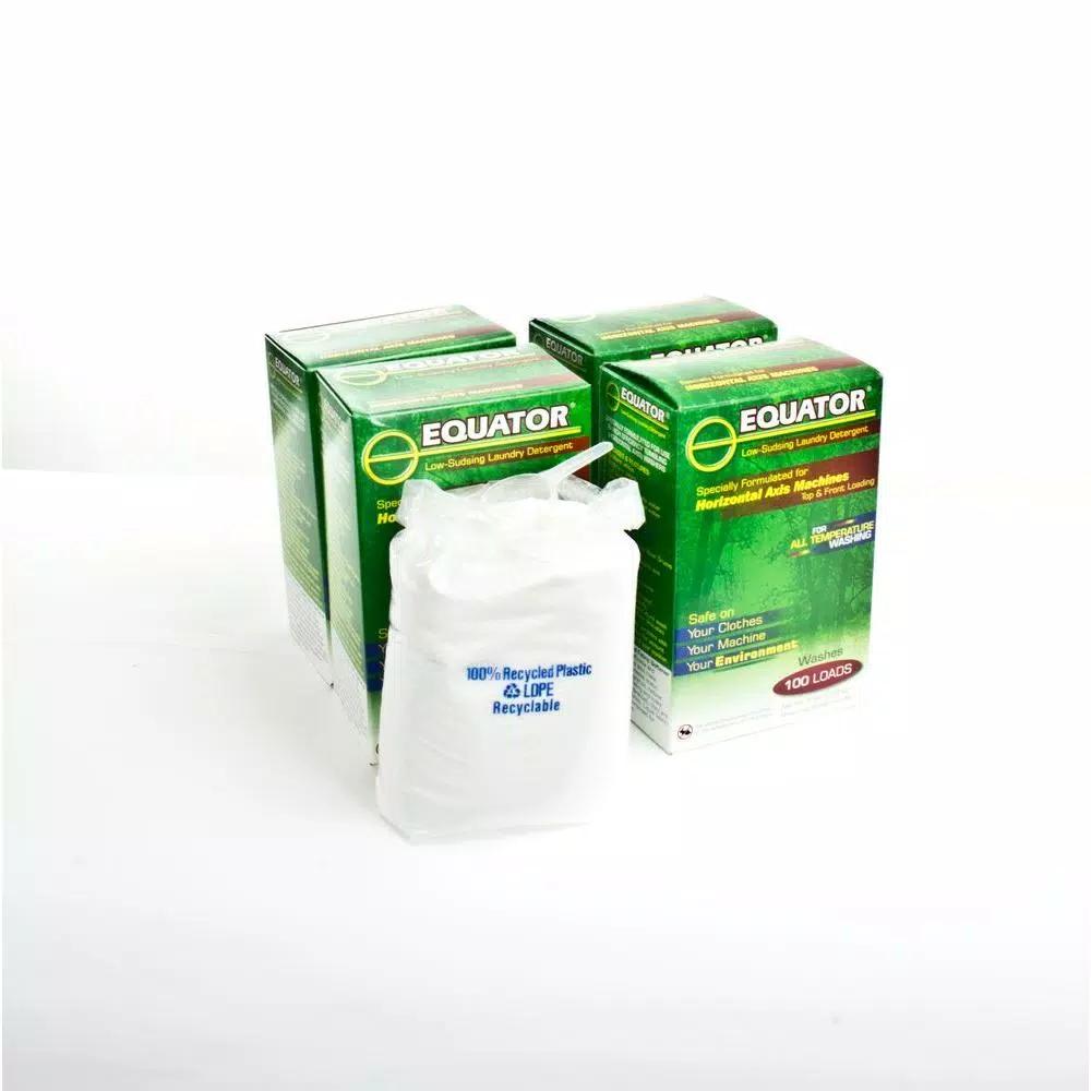 Equator HE Low-Sudsing Laundry Detergent Powder, Dye & Fragrance Free, 4 Pack