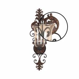LITTON LANE Antique Gold Flourished Iron Candle Sconce with Clear Glass Hurricane Shade thumbnail 5
