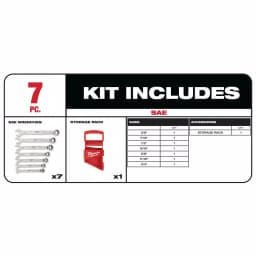 Milwaukee 7-Piece SAE Ratcheting Combination Wrench Set thumbnail 2