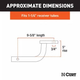 CURT Class 2 Ball Mount, 1-1/4" Shank, 5" Rise, 3,500 lbs Capacity thumbnail 3