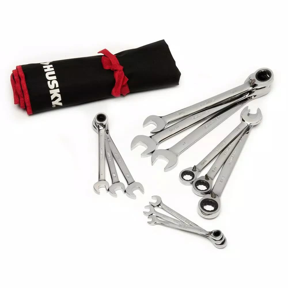 Husky Master SAE Reversible Ratcheting Wrench Set, 12-Piece, Chrome Finish
