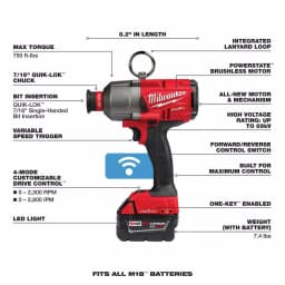 Milwaukee M18 FUEL ONE-KEY 7/16 in. Hex Impact Wrench Kit with 2 5.0 Ah Batteries and Tool Bag thumbnail 4