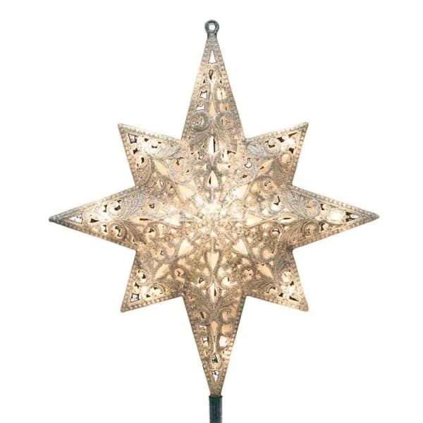GE Holiday Classics 11 in. 16-Light Silver Glittered Bethlehem Star Tree Topper