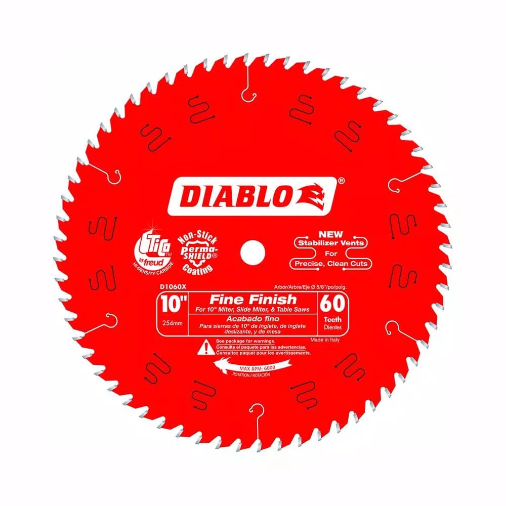 Diablo 10 in. x 60-Teeth Fine Finish Carbide Circular Saw Blade