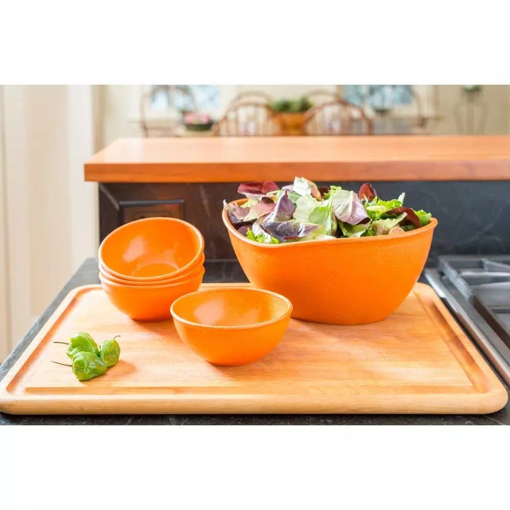 Unbranded EVO Sustainable Goods Orange Wood-Plastic Composite Serving Bowl Set, 5-Piece