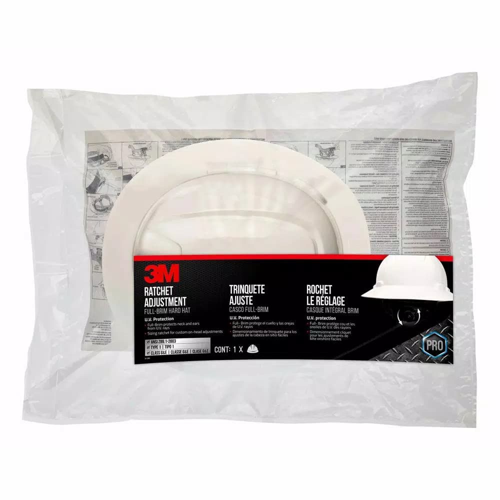 3M White Full-Brim Non-Vented Hard Hat with 4-Point Ratchet Adjustment