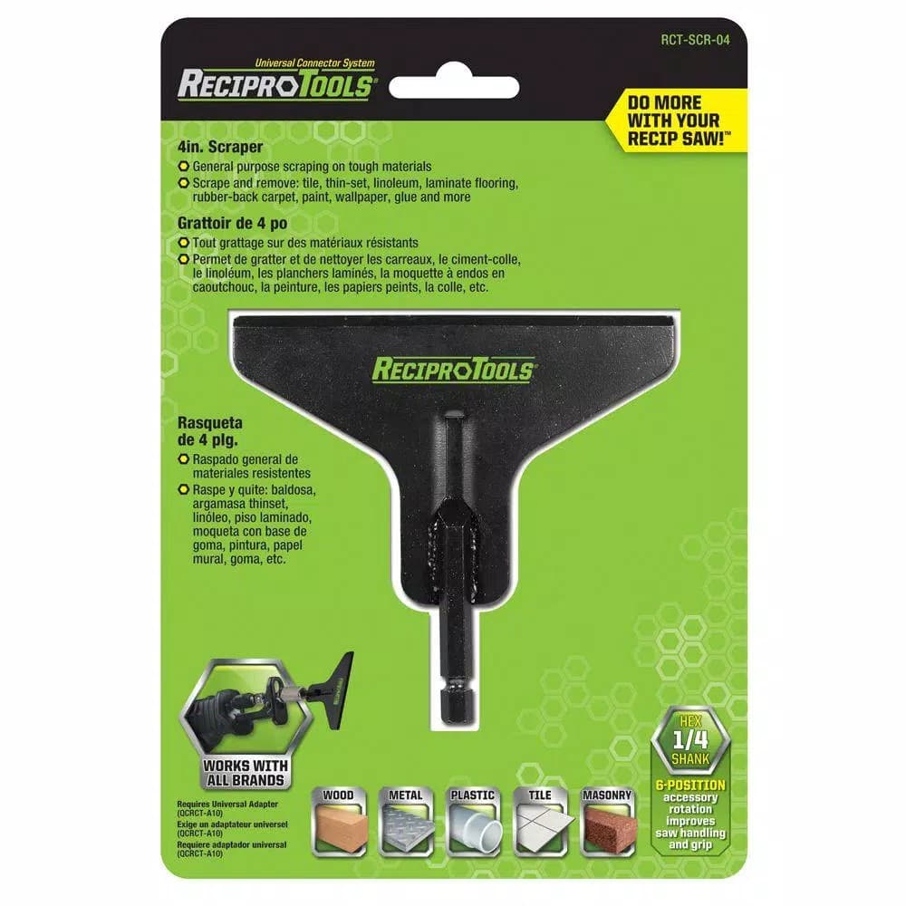 ReciproTool 4 in. Scraper Tool for Reciprocating Saws with 1/4" Hex Shank