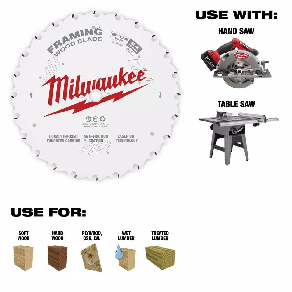 Milwaukee 8-1/4 in. 24-Tooth Framing Circular Saw Blade