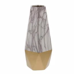 CosmoLiving by Cosmopolitan 14 in. Ceramic Gold and White Marble Glaze Modern Table Vase thumbnail 3