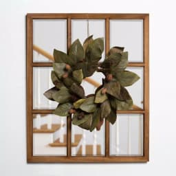 Kate and Laurel Hogan 9-Pane Windowpane Wall Mirror, Rustic Natural Wood Frame, 26 x 32 in. thumbnail 6