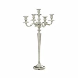 LITTON LANE 24 in. Classic Polished Aluminum Five Light Candelabra with Scrollwork Detail thumbnail 2