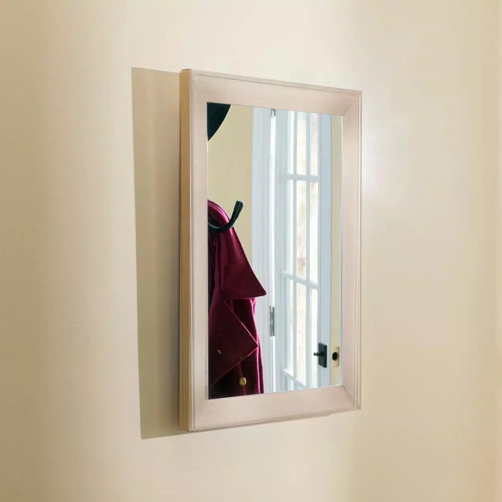 Home Basics Gold Rectangle Novelty Wall Mirror with Wooden Frame, 18 in. H