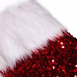 Glitzhome 21 in. Red Sequin Christmas Stocking with White Faux Fur Cuff thumbnail 2