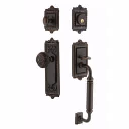 Nostalgic Warehouse Egg and Dart Keyed Entry Handleset, Timeless Bronze, 2-3/8 in. Backset thumbnail 1
