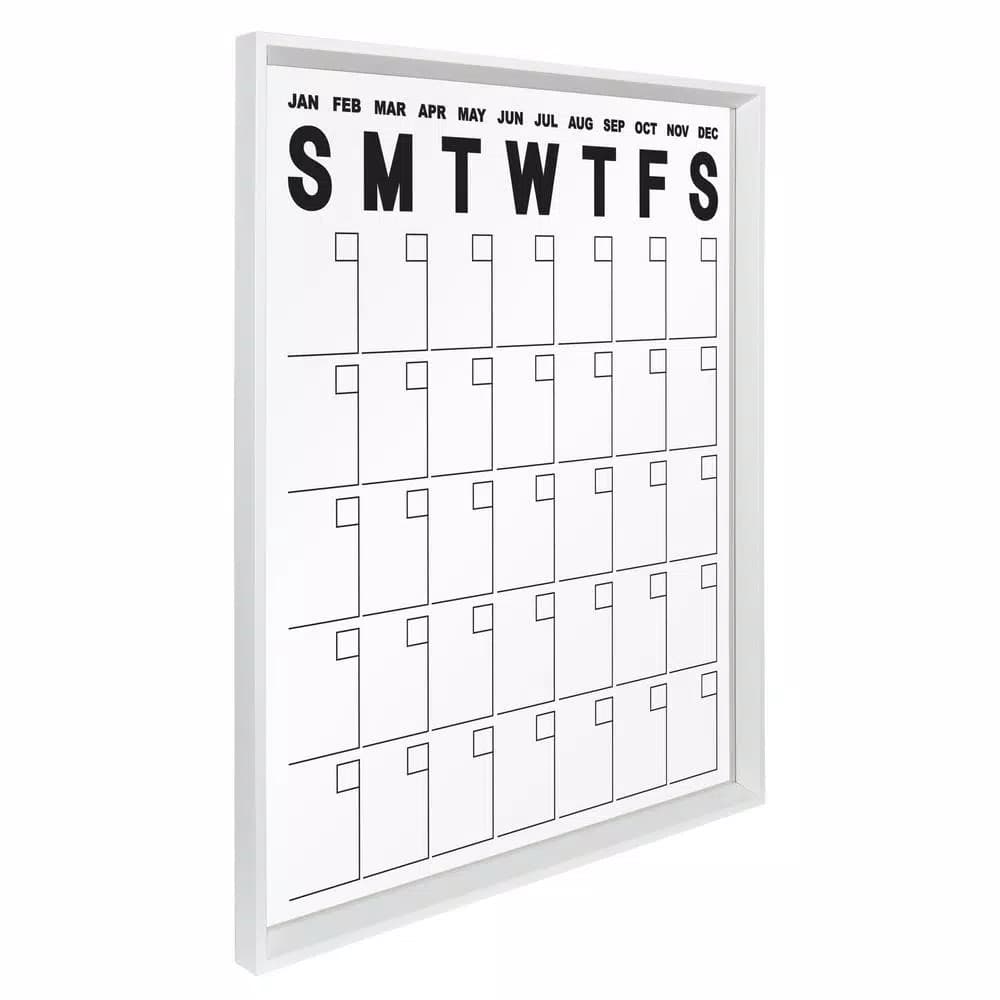 Kate and Laurel Calter White Acrylic Monthly Erasable Wall Calendar Memo Board