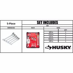 Husky SAE Flex Ratcheting Combination Wrench Set, 5-Piece thumbnail 8