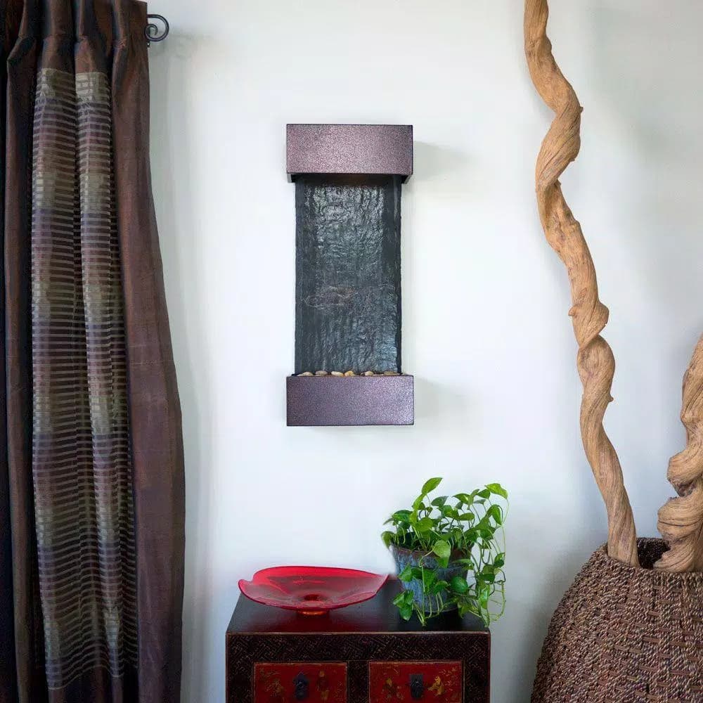 Water Wonders Small Nojoqui Falls Wall Fountain - Genuine Indian Rajah Slate with LED Lighting