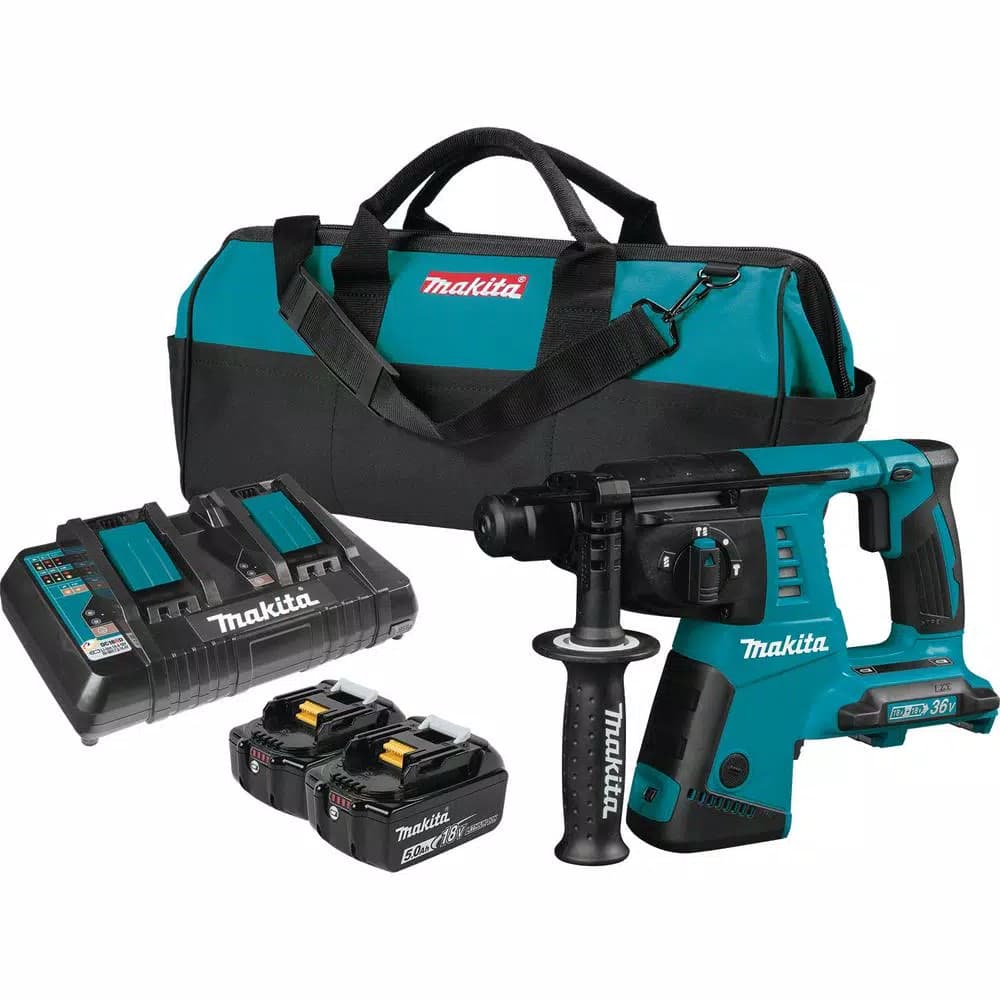 Makita 18V X2 LXT (36V) 1 in. Cordless SDS-Plus Rotary Hammer Kit with (2) 5.0Ah Batteries