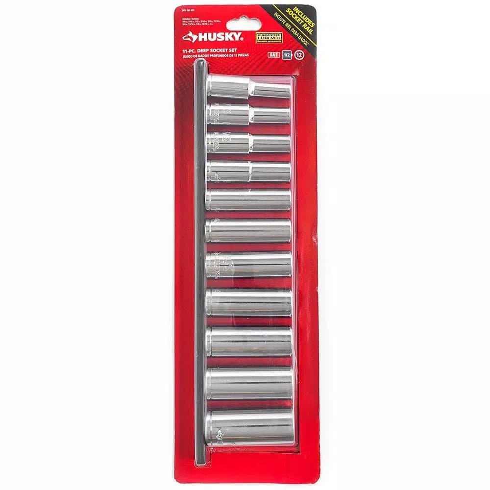Husky 1/2 in. Drive 11-Piece SAE Deep Socket Set, 12-Point